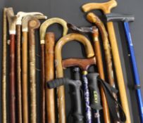 Quantity of walking sticks including horn handled