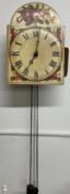 19th century Continental wall clock with wooden painted dial