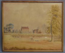 Unsigned watercolour Brackenborough Hall - label to rear 'The Residence of J. Robson Esq..' - J.W