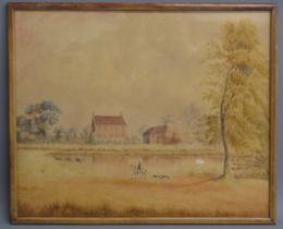 Unsigned watercolour Brackenborough Hall - label to rear 'The Residence of J. Robson Esq..' - J.W