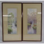 Pair of Will Outhwaite watercolours approx. 57.5cm x 29.5cm