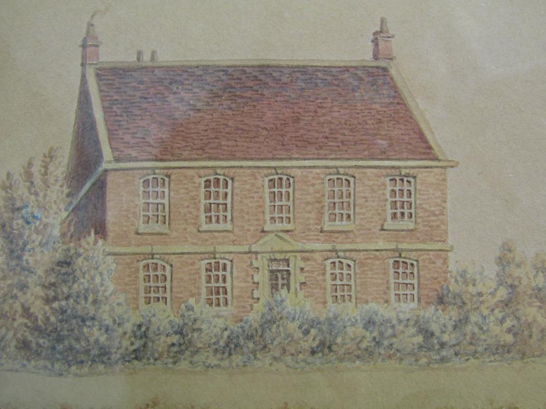 Unsigned watercolour Brackenborough Hall - label to rear 'The Residence of J. Robson Esq..' - J.W - Image 8 of 8