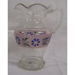 Hand painted glass jug - approx. 17cm tall