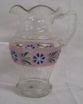 Hand painted glass jug - approx. 17cm tall