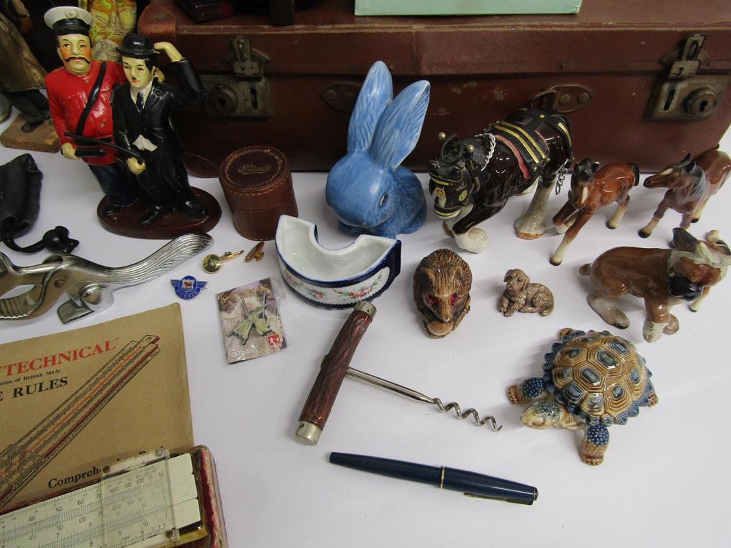 Case containing  Morris Minor small framed poster and pin badge, Rolls Razors, Dubarry bakelite - Image 4 of 10