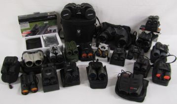 Collection of binoculars includes Auriol, Miranda, Hilana, Tronic, Tasco, Praktica,