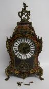 Large 20th century Boulle stye mantel clock - approx. 58cm x 13.5cm x 19cm