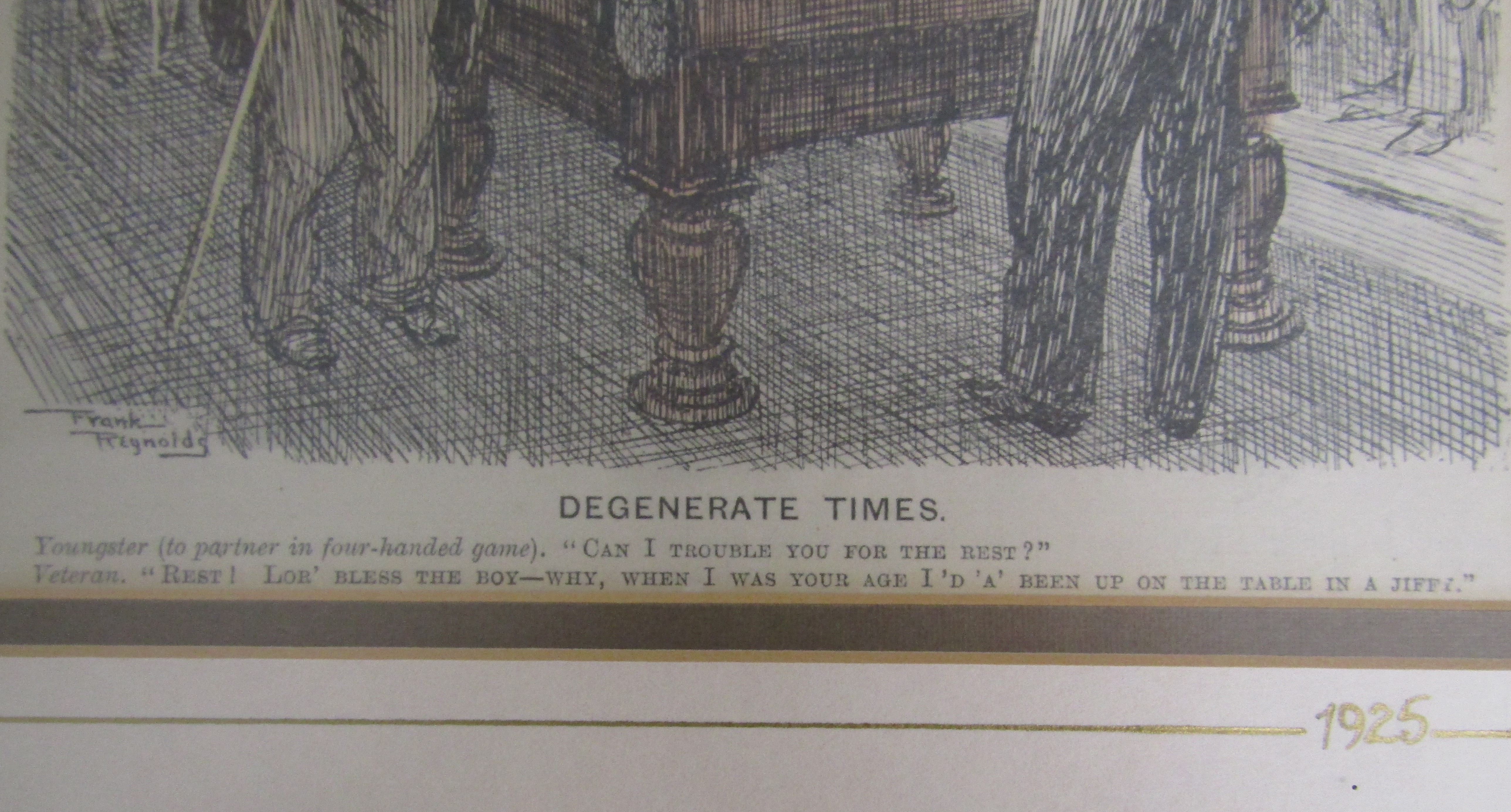 Snooker prints - Frank Reynolds 'Degenerate Times, Shepperson? 'Manners Modes', Riley's Billiard - Image 3 of 9