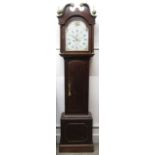 Victorian long case clock with painted face maker Jackson of Boston Ht 203cm W 49cm