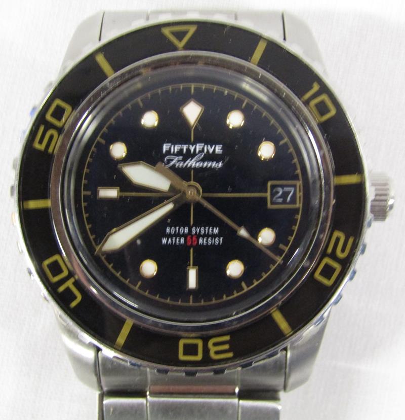 3 men's Seiko watches - Fiftyfive Fathoms rotor system (currently working) - automatic 10 bar ( - Image 2 of 7