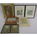 Collection of watercolour and pencil drawings