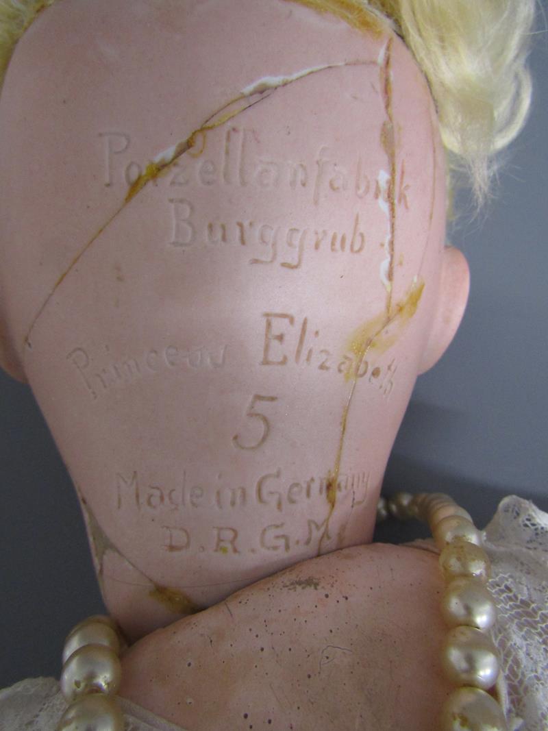 Schoenau and Hoffmeister bisque head 'Princess Elizabeth' doll with original frilly dress and - Image 7 of 8
