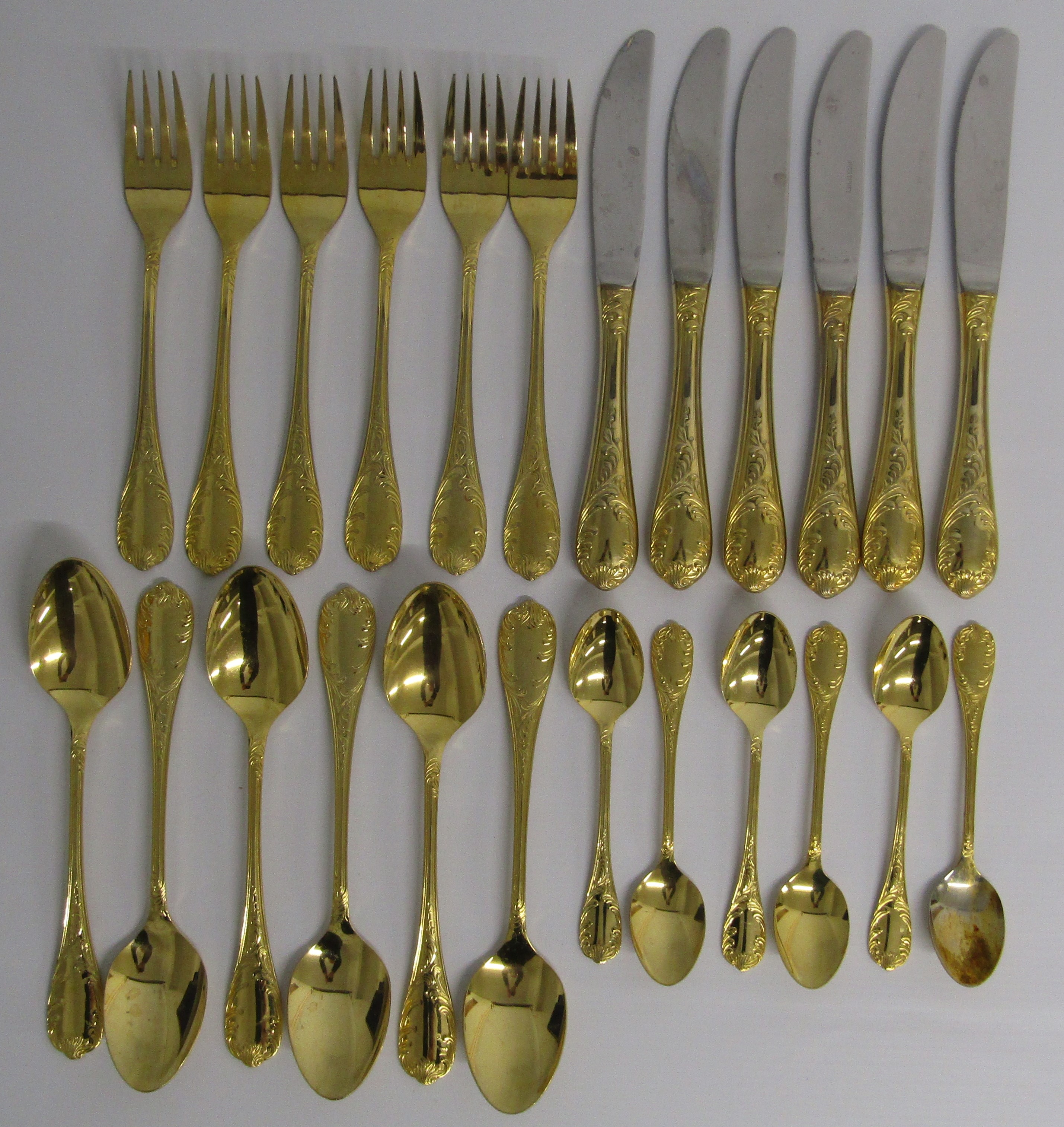 Rostfrei 24K gold plated 24 piece cutlery set - Image 2 of 9