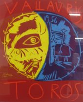 Pablo Picasso plate signed lithographic print 'Vallauris Toros' by Fernand Mourlot - approx. 50cm