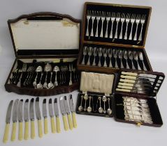 James Dixon & Sons 6 place cutlery set, 12 setting fish cutlery, A Kesteven 12 piece knife and