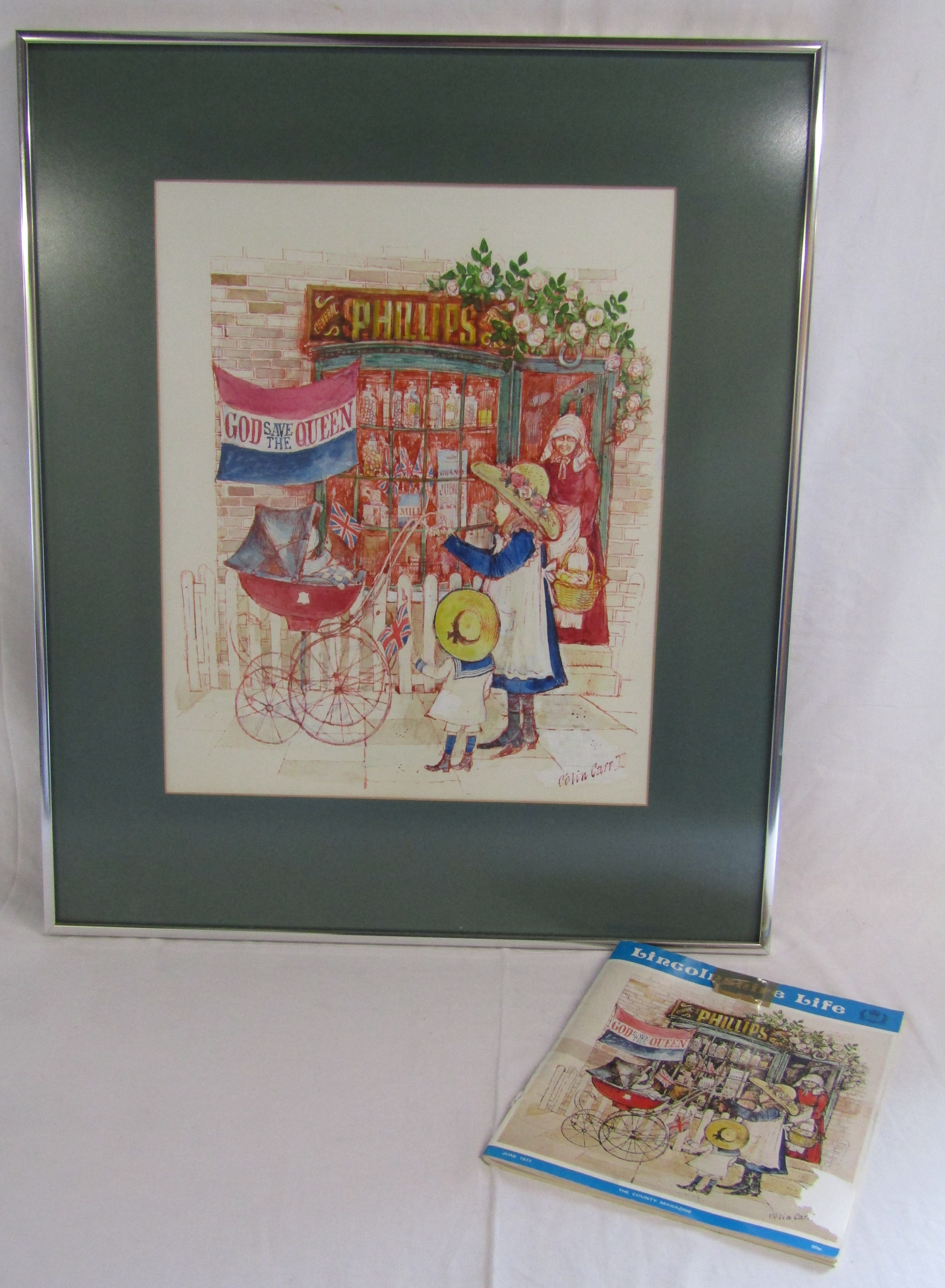 Original Colin Carr 'In a Lincolnshire village on Queen Victoria's Jubilee' ink and watercolour - Image 2 of 8