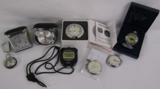 Russian circular slide rule, Henry Jones stopwatch E.C.4 (af), Benn and Seiko (af) travel clock,