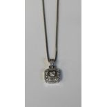 10k white gold diamond pendant & chain, 3.72g