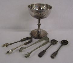 Indian silver cup 4.45ozt - James Hardy London 1889 sugar nips - Nevada Silver clawed nips and 2