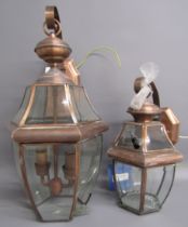 2 Newbury outdoor wall lights - one large and one smaller (both with 1 broken glass panel)