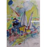 Framed Peter Feichter 1995 watercolour and pencil Spain VIII - approx. 43.5cm x 53cm