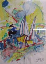 Framed Peter Feichter 1995 watercolour and pencil Spain VIII - approx. 43.5cm x 53cm