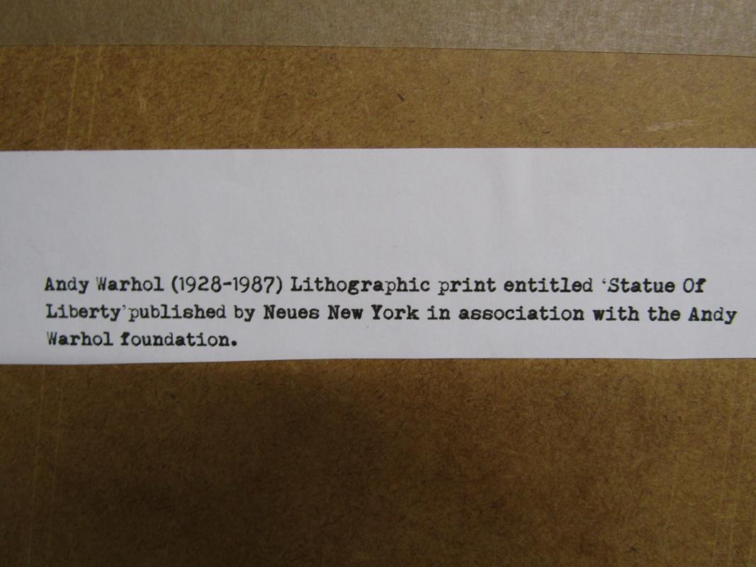 Andy Warhol lithographic print entitled 'Statue of Liberty' published by Neues New York in - Image 4 of 6