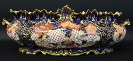 Royal Crown Derby twin handled jardiniere, pattern no. 2444, printed mark in red to underside,