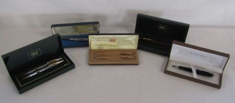 Cross pen sets - 2x Cross Classic Century chrome and gold embossed YATA and gold also fountain