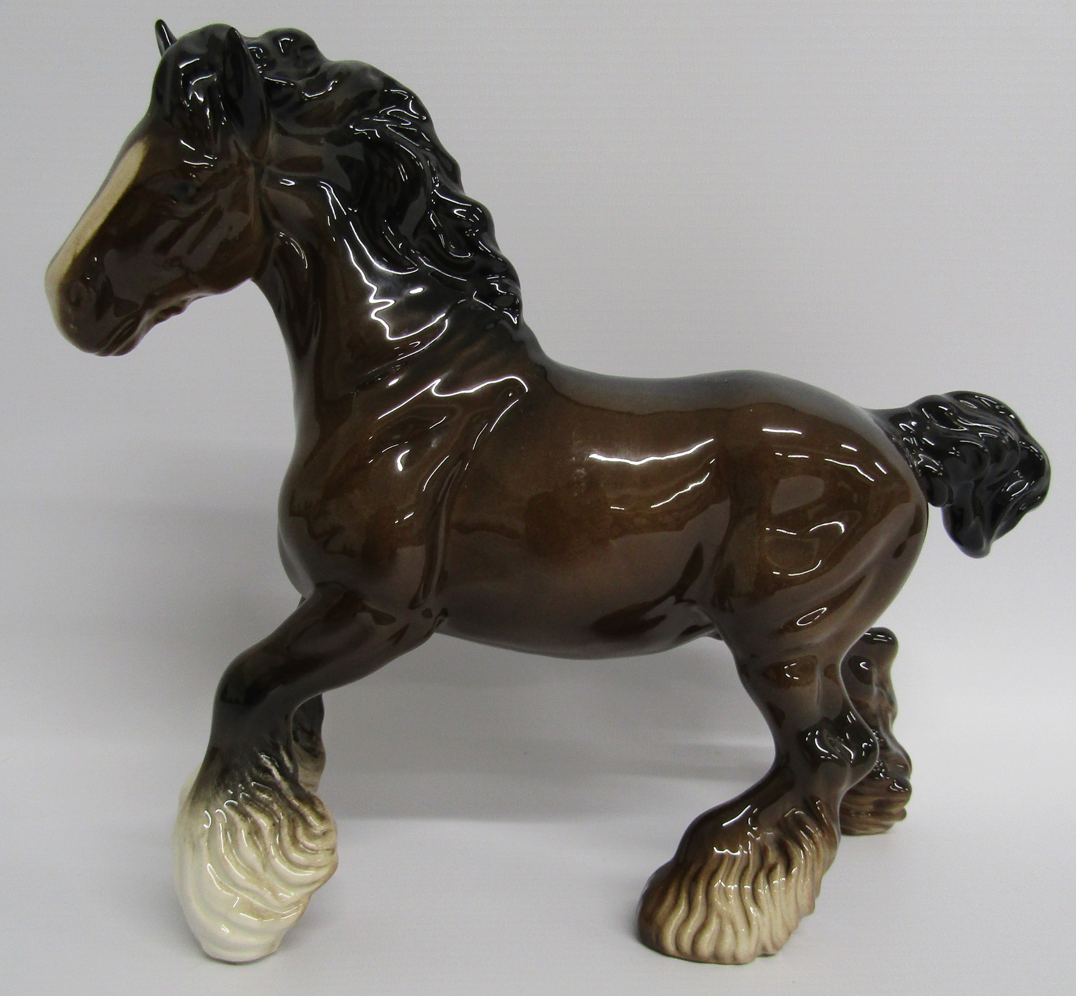 Matt black Beswick Persian cat 1867 and Beswick Shire horse - Image 7 of 11