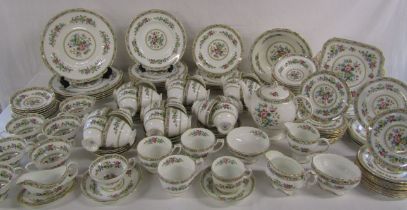 Extensive collection of Coalport 'Ming Rose' includes teapot, cups, saucers, cake plates, dinner
