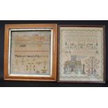 Framed sampler "Catherine Laird age 10 years" (dated 1820 but possibly done later) 34.5cm x 42.5cm &