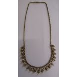 9ct gold necklace with tested as 9ct mounted split seed pearls possibly Victorian - total weight