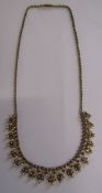 9ct gold necklace with tested as 9ct mounted split seed pearls possibly Victorian - total weight