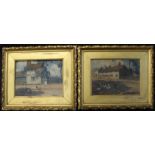 Pair of gilt framed watercolours depicting country cottages, signed Apperley '05 / '06 (possibly