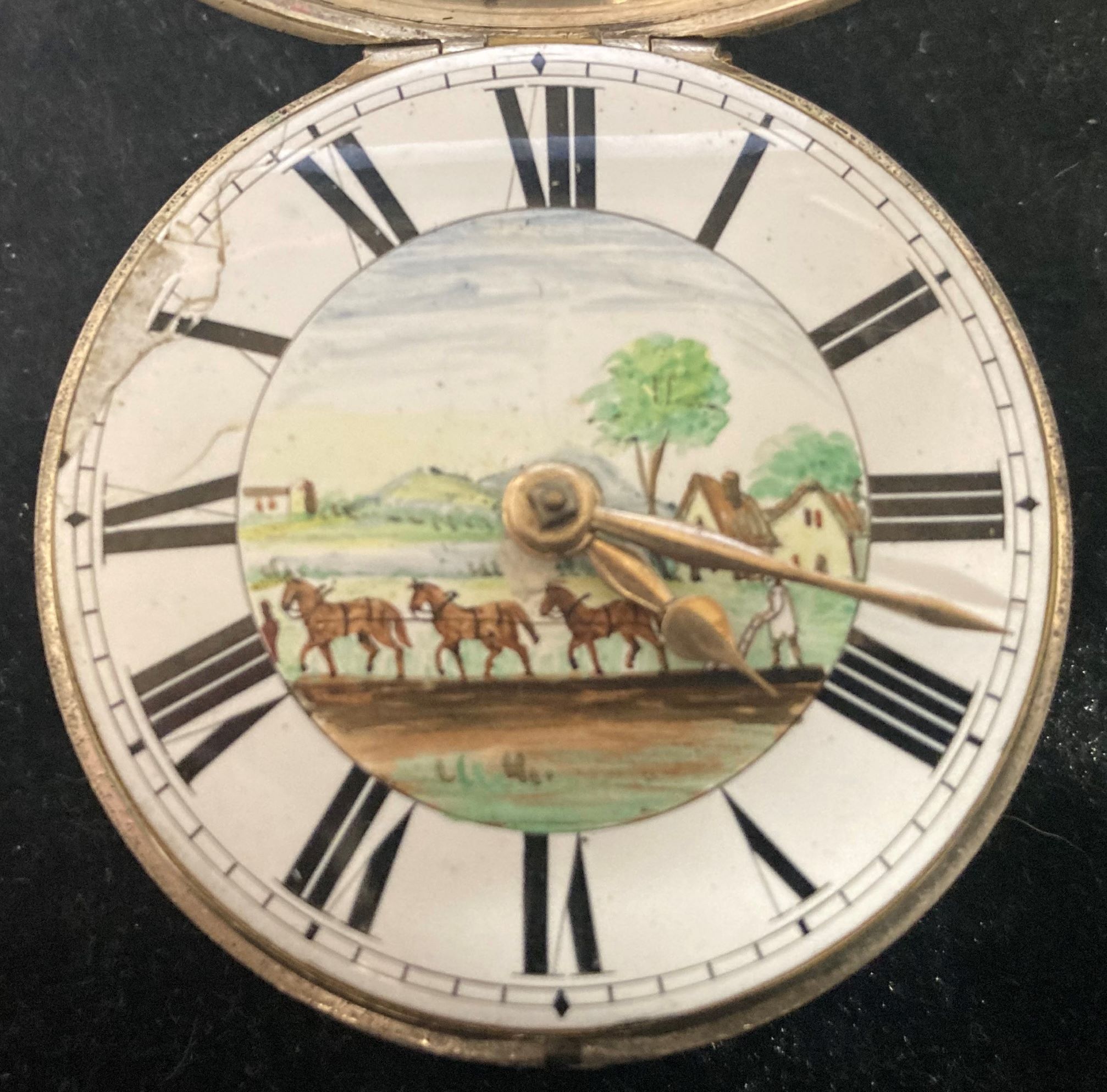 W Jarvis Horncastle silver pair case pocket watch with ploughing scene London 1871 - Image 4 of 4