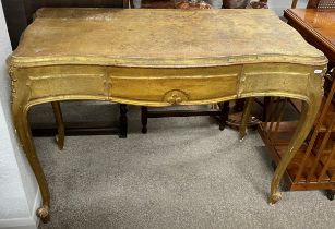 Gilded side table in the French style with central drawer, H 78cm x W 104cm x D 51cm