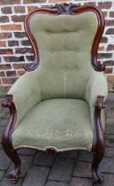 Victorian mahogany armchair with scroll arms & legs