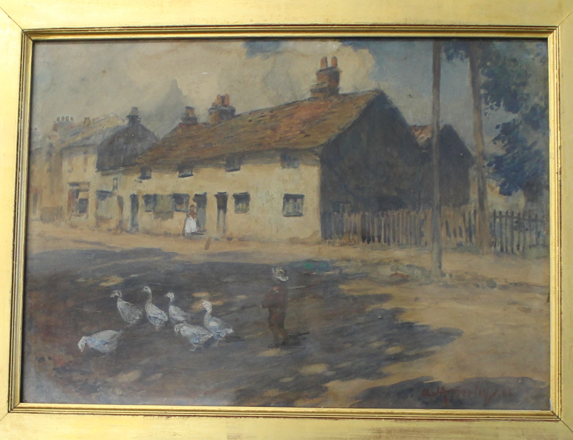 Pair of gilt framed watercolours depicting country cottages, signed Apperley '05 / '06 (possibly - Image 7 of 8