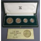 1980 UK Gold Proof Sovereign Set  - Five pounds, Two pounds, Sovereign and Half-Sovereign