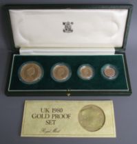 1980 UK Gold Proof Sovereign Set  - Five pounds, Two pounds, Sovereign and Half-Sovereign