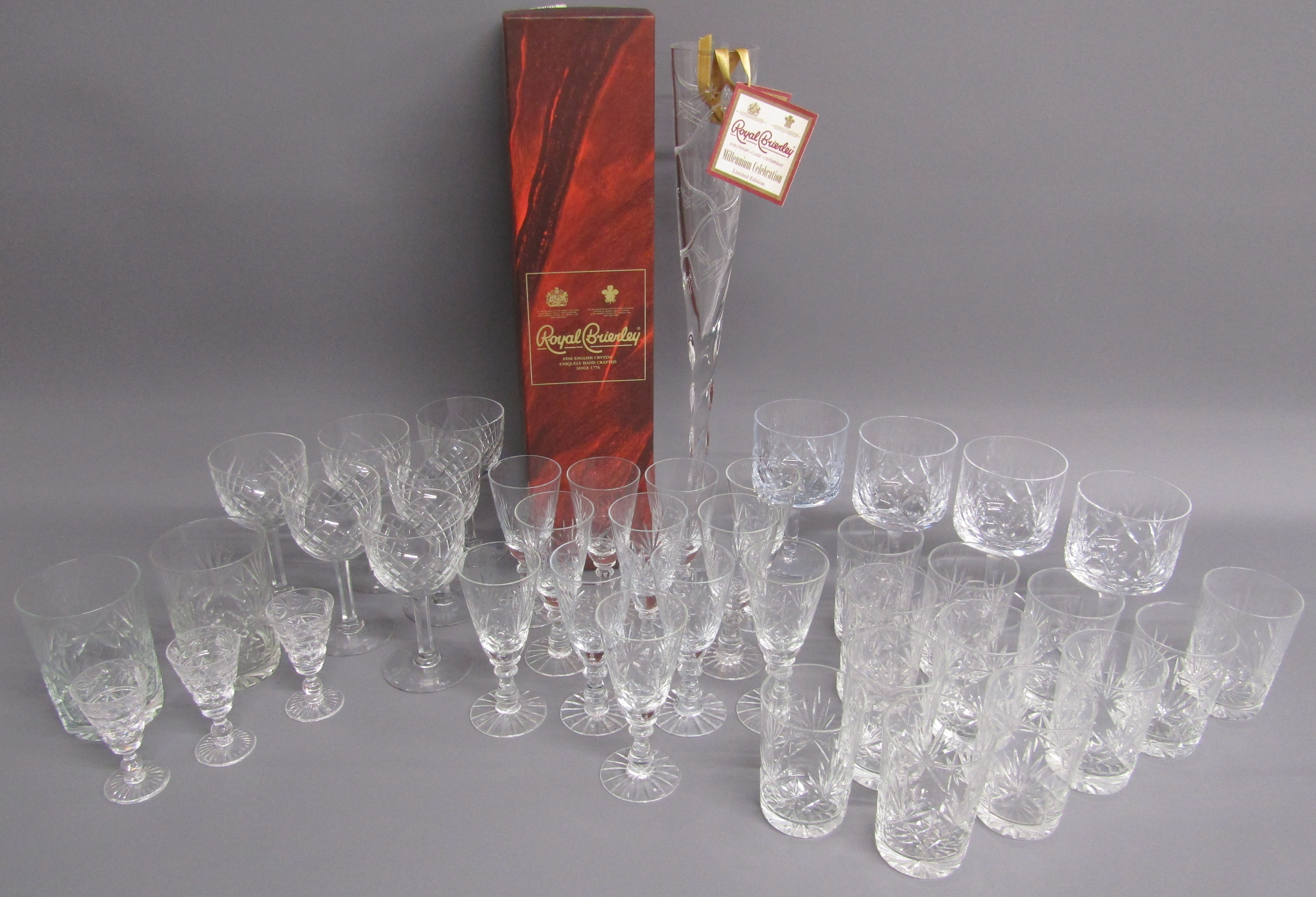 Royal Brierley limited edition 981/2000 Millennium over sized champagne flute and a collection of