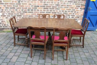 Early 20th century carved oak draw leaf refectory table L 182cm  W 92cm Ht 79cm &  6 chairs