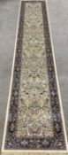 Ivory ground full pile fine woven cashmere runner with the tree of life design 400cm by 80cm