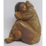 Lladro matt brown sleeping Eskimo - approx. 26cm tall