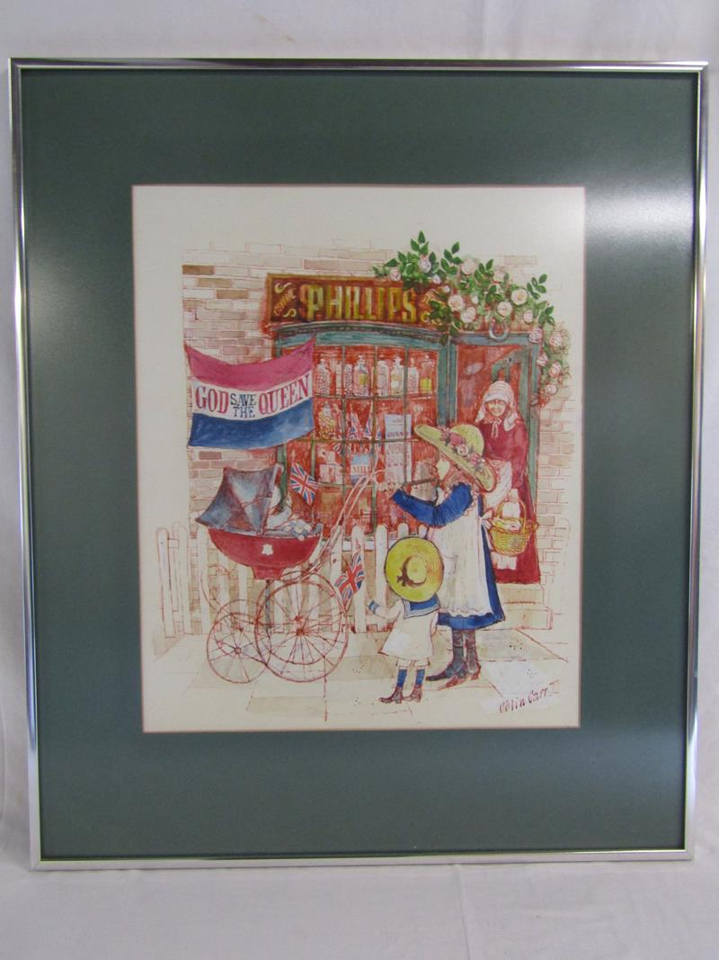 Original Colin Carr 'In a Lincolnshire village on Queen Victoria's Jubilee' ink and watercolour - Image 3 of 8