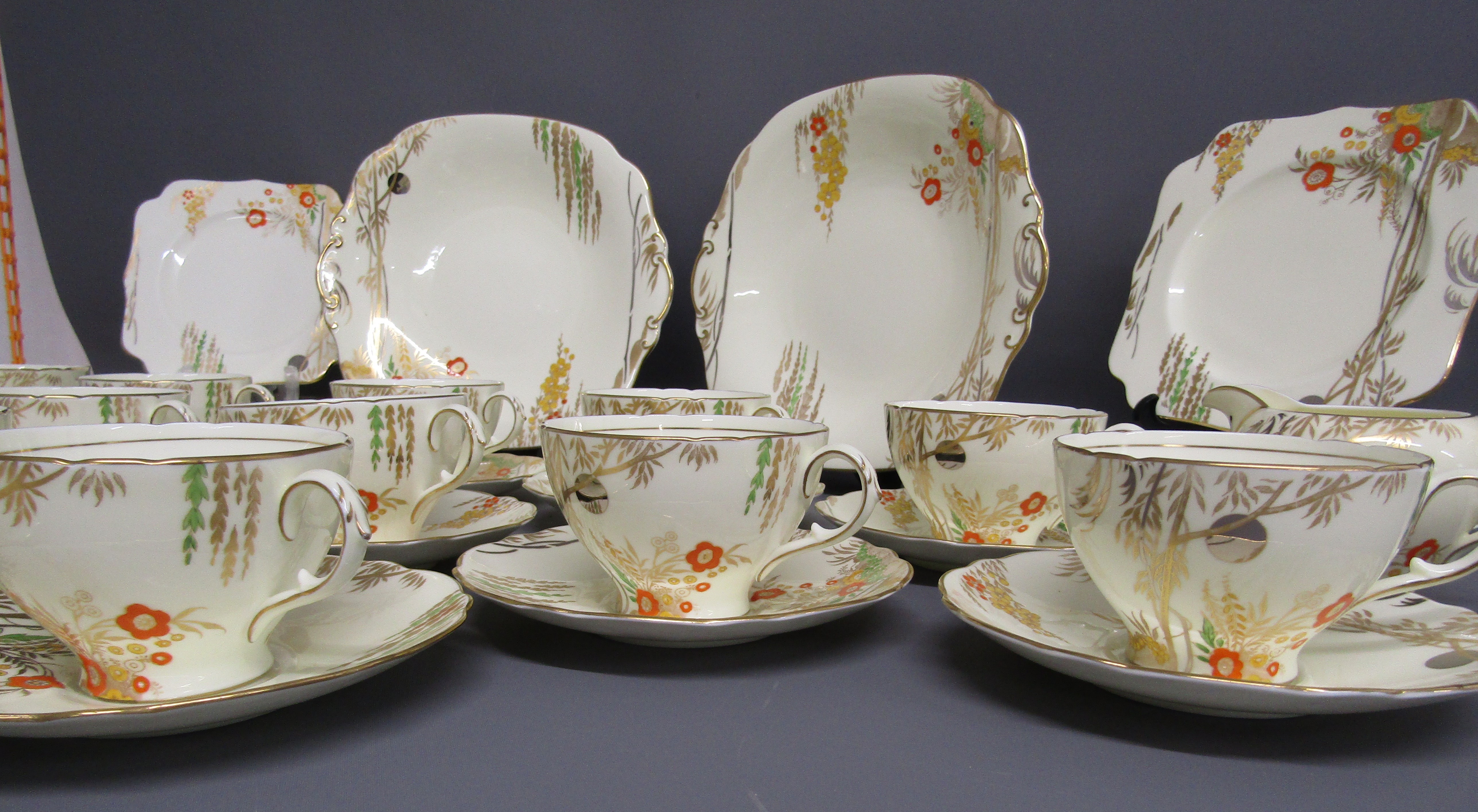 Cauldon Ware China, 3977 tea set includes 2 cake plates, 12 side plates, 12 cups and saucers, - Image 5 of 8