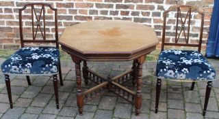 Victorian octagonal occasional table & a pair of reproduction Georgian chairs