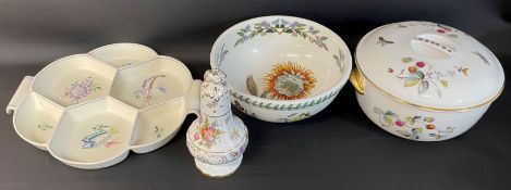 Poole pottery hors d'oeuvres dish (chip to handle), Hammersley Dresden Spray sugar shaker,