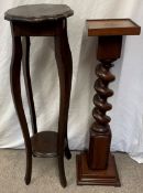 Victorian barley twist plant stand & one other